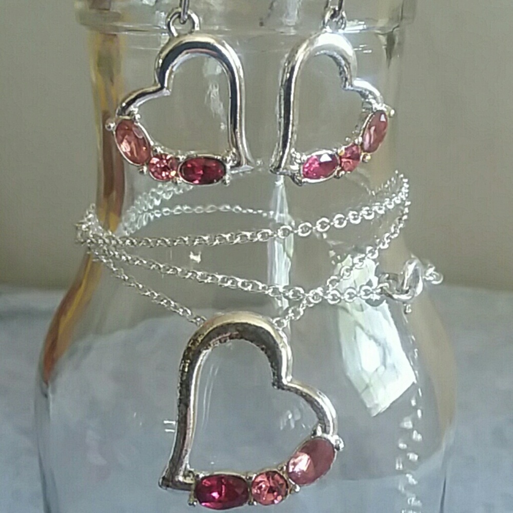 Heart earring necklace set.